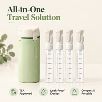 Mova 4-in-1 Travel Dispenser, all-in-one travel solution: TSA approved, leak-proof, compact and portable